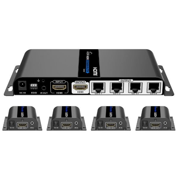 LENKENG 1-In-4-Out 1080P HDMI Extender. 1x HDMI in, 1x HDMI out, thumbnail 1