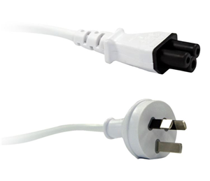 3 Pin Power (M) to C5 Clover (M) White 2m Power Cable thumbnail 1